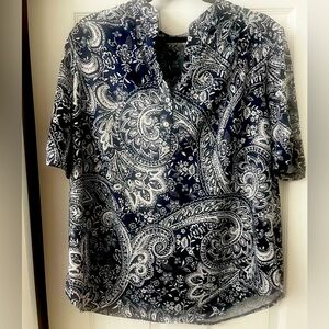 PerSeption Concept paisley short sleeve with button up, front chest size 1x